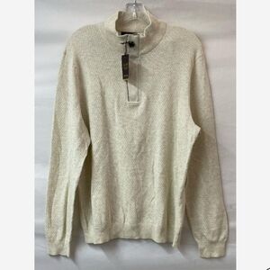 NWT Tasso Elba Men's Beige Zip-Up Sweater SZ L